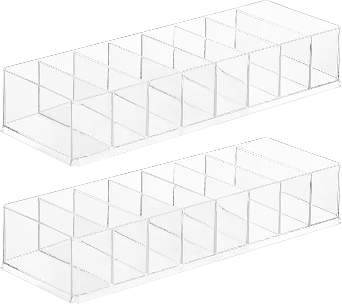 Acrylic Makeup Brush Organizers, 2 Pack 8 Section 8 Compartments Transparent by Dayaanee