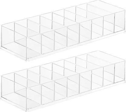 Acrylic Makeup Brush Organizers, 2 Pack 8 Section 8 Compartments Transparent by Dayaanee