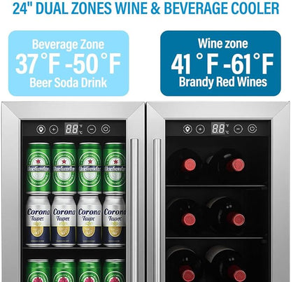 Dual Zone Wine and Beverage Refrigerator, 176 Can 42 Bottle Capacity Cooler - Image 2