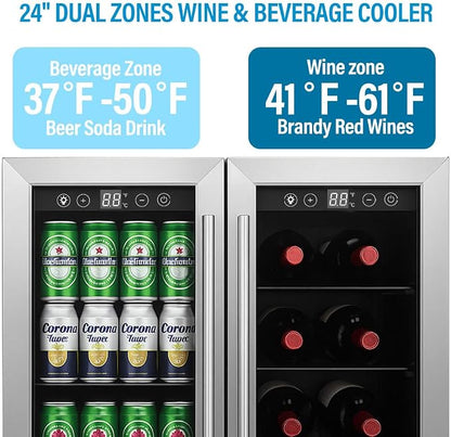 5.4 Cubic Feet/176 Can Fridge, 24 inch Freestanding Beverage Refrigerator Dual - Image 2