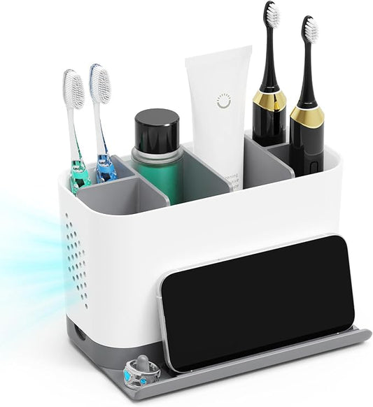 Toothbrush Holders for Bathrooms, Adjustable 6 Slots Electric Toothbrush and by LEWONO