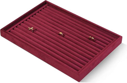 Velvet Ring Display Tray, Stackable Muilt Slot Rings Ear Stud Storage Tray - Image 3