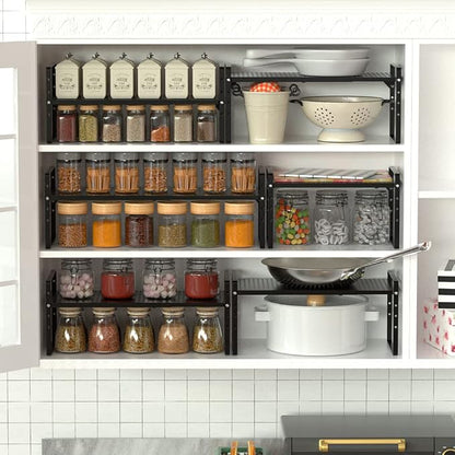 Expandable Cabinet Shelf Organizers, Stackable Cabinet Pantry Counter Under - Image 5
