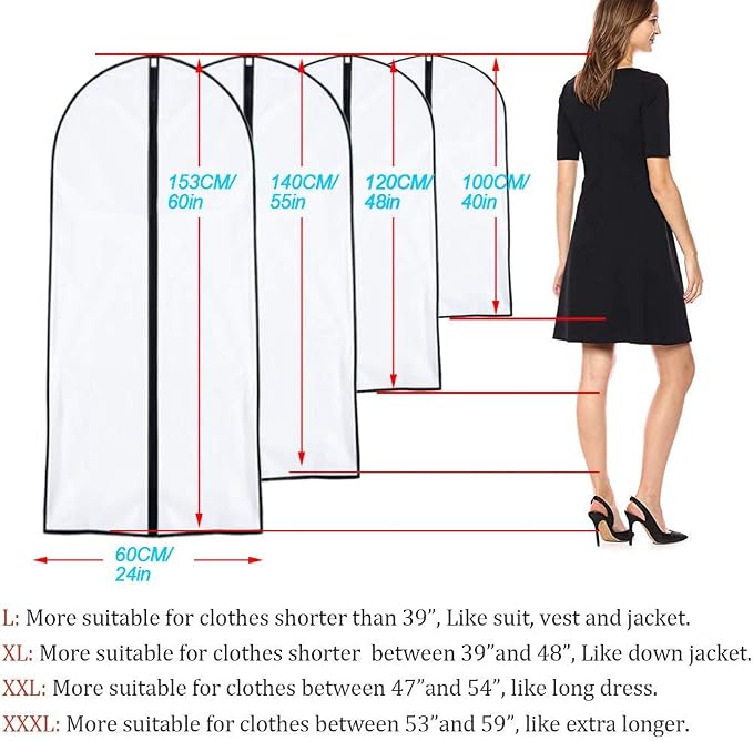 Garment Bags for Hanging Clothes 24'' x 48'' Suit Covers for Closet Garment Bag - Image 2