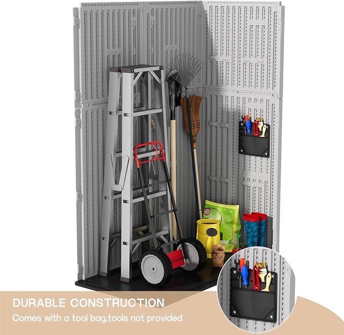 KINYING Outdoor Vertical Storage Shed, 57 Cu.ft Outdoor Storage Cabinet - Image 8