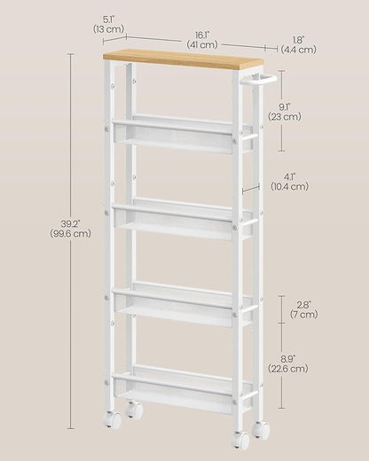 VASAGLE Slim Rolling Cart, 5-Tier Storage Cart, Narrow Cart - Image 7