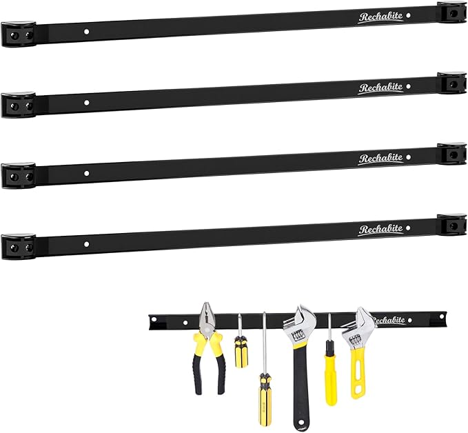 4 Pieces 24" Magnetic Tool Holder Strip, Metal Tool Organizer Rack by RechabiteMagneticTools