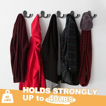 15 Pack Coat Hooks Wall Hooks for Hanging, Heavy Duty Double Prong Metal Hook - Image 3
