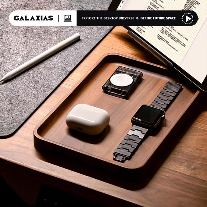 Galaxias Desktop Drawer Storage Tray, Men's Storage Box, Made of Walnut Wood - Image 4