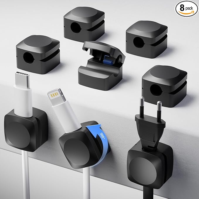 Rotatable Cord Organizer, Enhanced Spring Cable Clips, Strong Adhesive Cable by Daisyhome