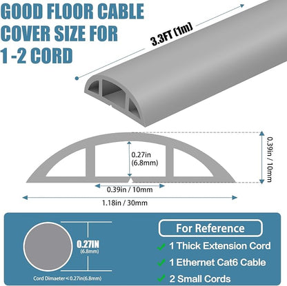 Floor Cord Covers for Wires 3.3FT Cable Hider Wire Cover Self Adhesive Cord - Image 2