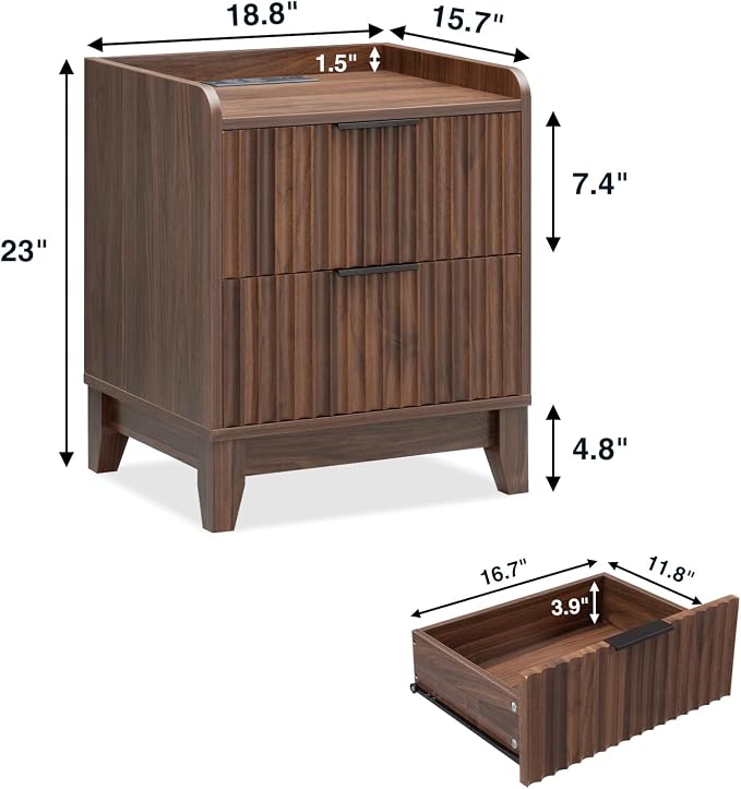 Wnutrees Fluted Nightstand - Image 2