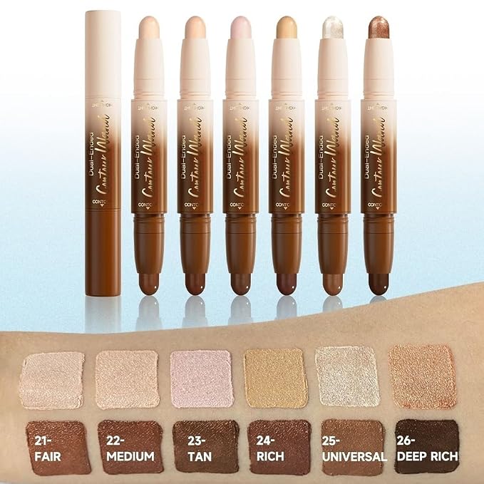 evpct Nude Brown & Nude Cream Contour Stick Face Body Makeup Dual Ended - Image 6