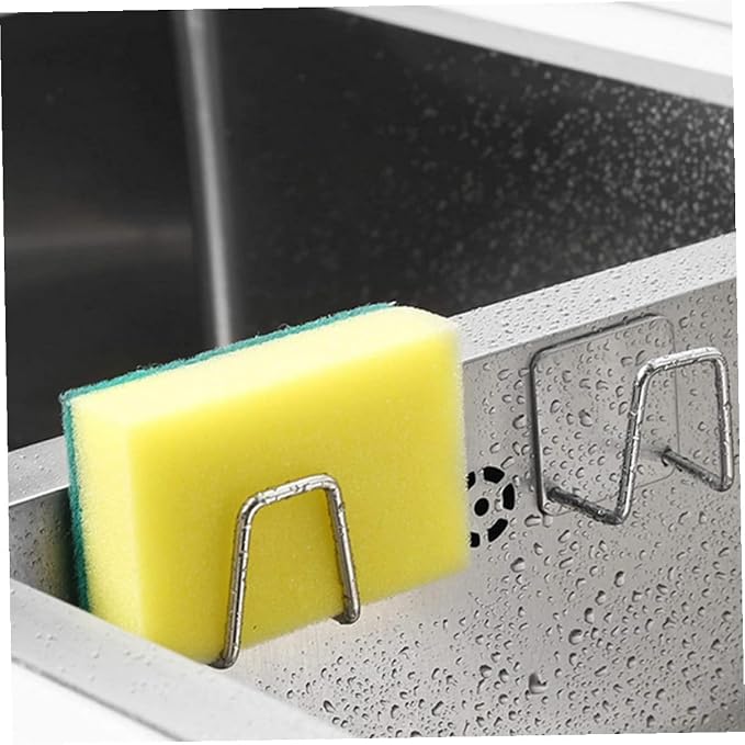 Garneck 4Pcs Stainless Steel Kitchen Sink Sponge Holder Sponge and Dishcloth - Image 4