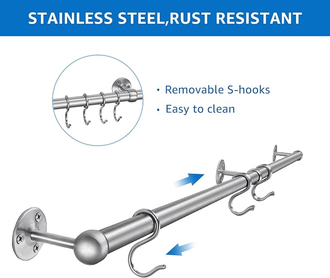 ROTHLEY Hanging Pot Rack Hanger: 39.4 Inch Stainless Steel Pot and Pan Hanger - Image 4
