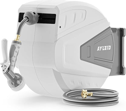 Ayleid Retractable Garden Hose Reel, 5/8 in x 100 FT Wall Mounted Hose Reel by Ayleid