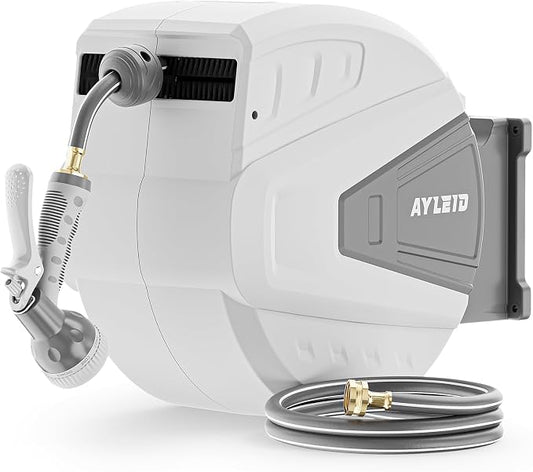 Ayleid Retractable Garden Hose Reel, 5/8 in x 100 FT Wall Mounted Hose Reel by Ayleid