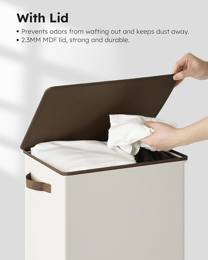 SOLEDI Laundry Hamper with Lid 90L Large & Tall Collapsible Laundry Basket - Image 5