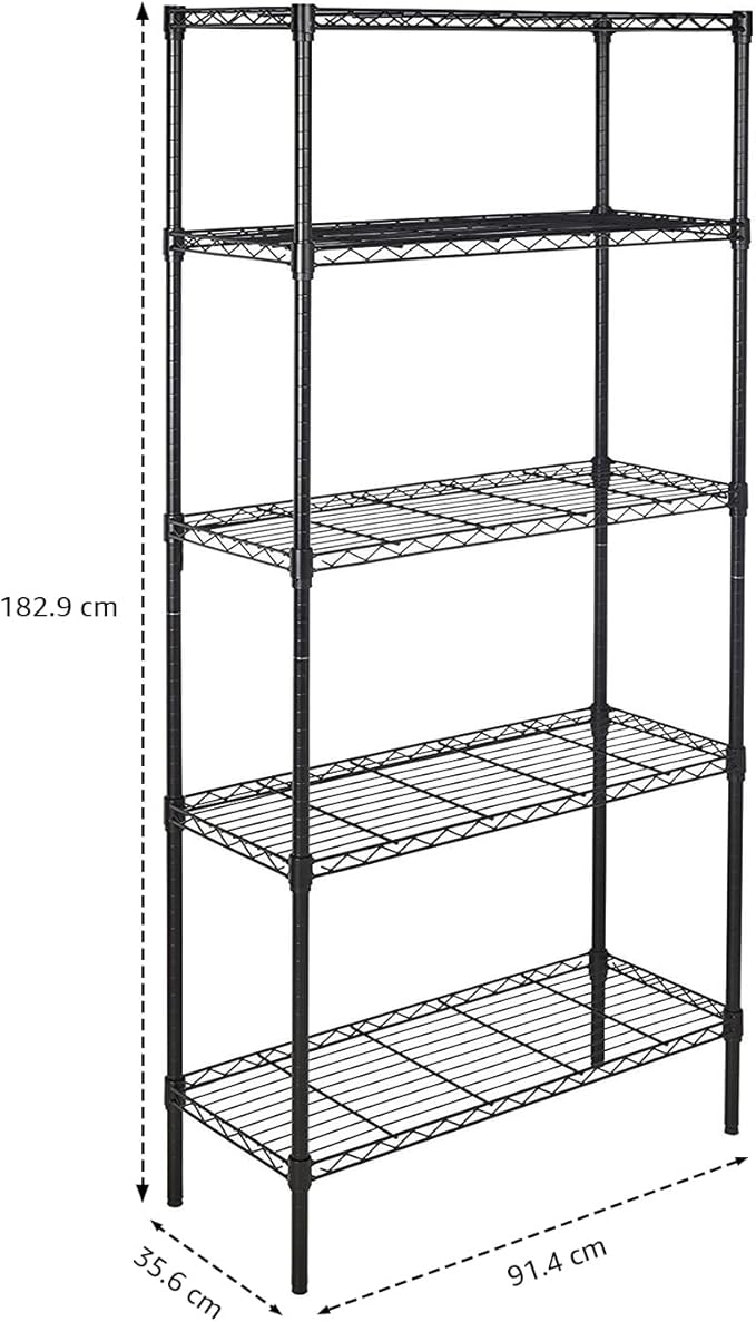 Amazon Basics 5-Shelf Adjustable Heavy Duty Steel Wire Rack Storage Shelving - Image 3