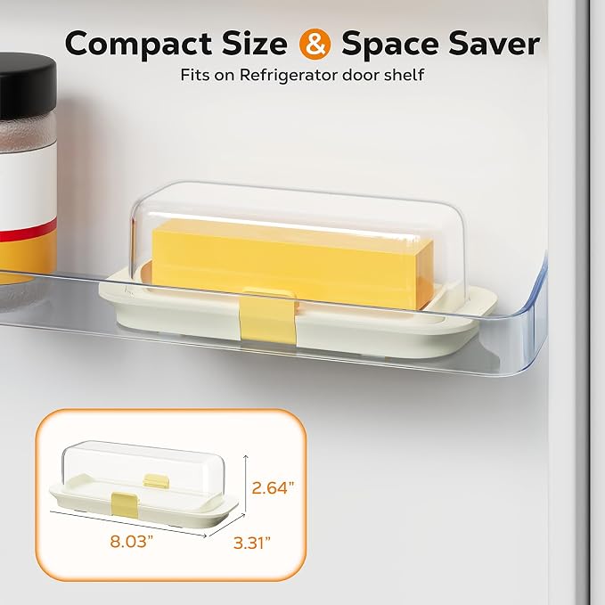 Butter Dish with Lid for Countertop and Refrigerator Door Shelf, Airtight - Image 5
