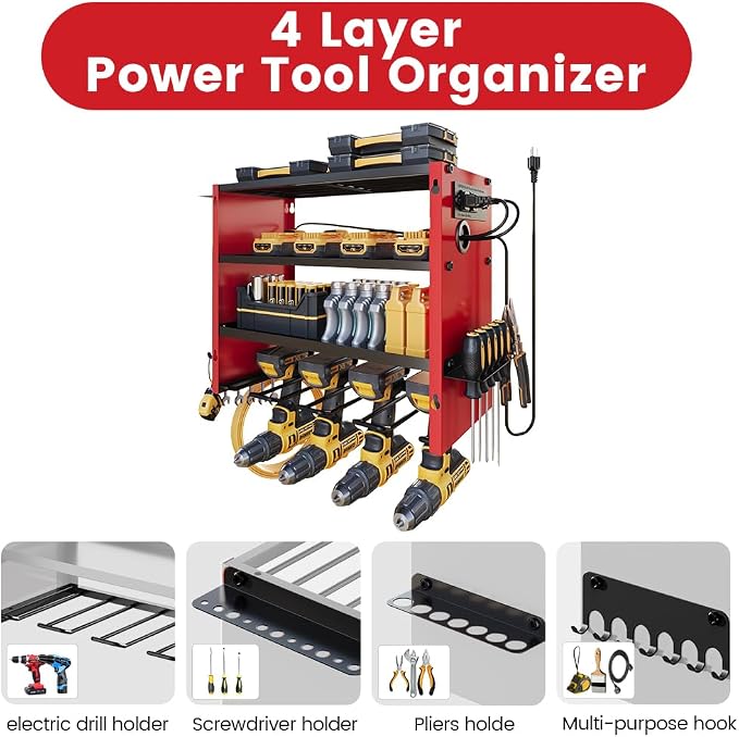 4 Layers Power Tool Organizer Wall Mount - Image 4