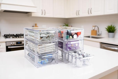 6 Pack Clear Stackable Storage Drawers, 3.95" H Easily Assemble Acrylic - Image 5