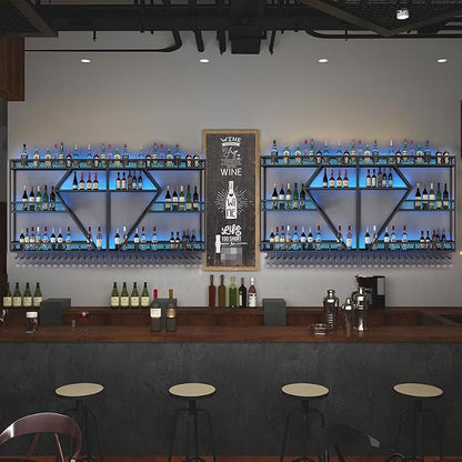 63in Large Wall Mounted Wine Rack 4 Tier Metal Wine Bottle Holder Modern - Image 6