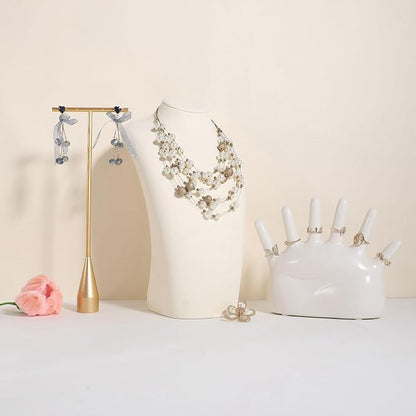 GemeShou Beige necklace hanger jewelry organizer, Velvet jewelry stand necklace - Image 7