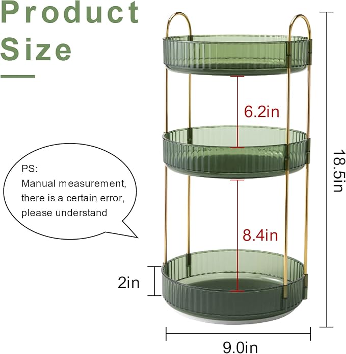 360° Rotating Makeup Organizer, Bathroom Make Up Spinning Holder Rack, Large - Image 3