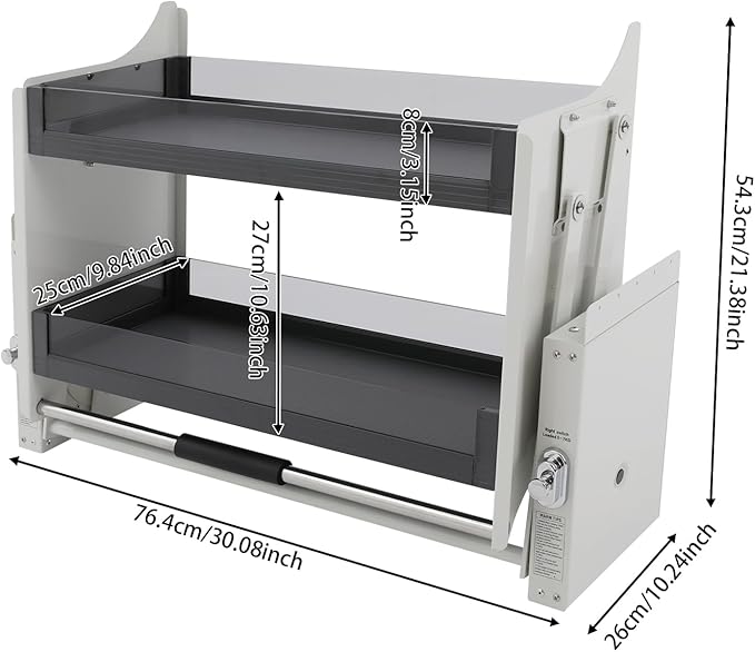 2 Tier Kitchen Cabinet Pull Down Shelf Storage, Pull-down Shelf - Image 5
