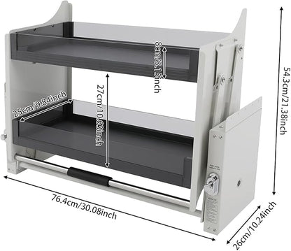 2 Tier Kitchen Cabinet Pull Down Shelf Storage, Pull-down Shelf - Image 5