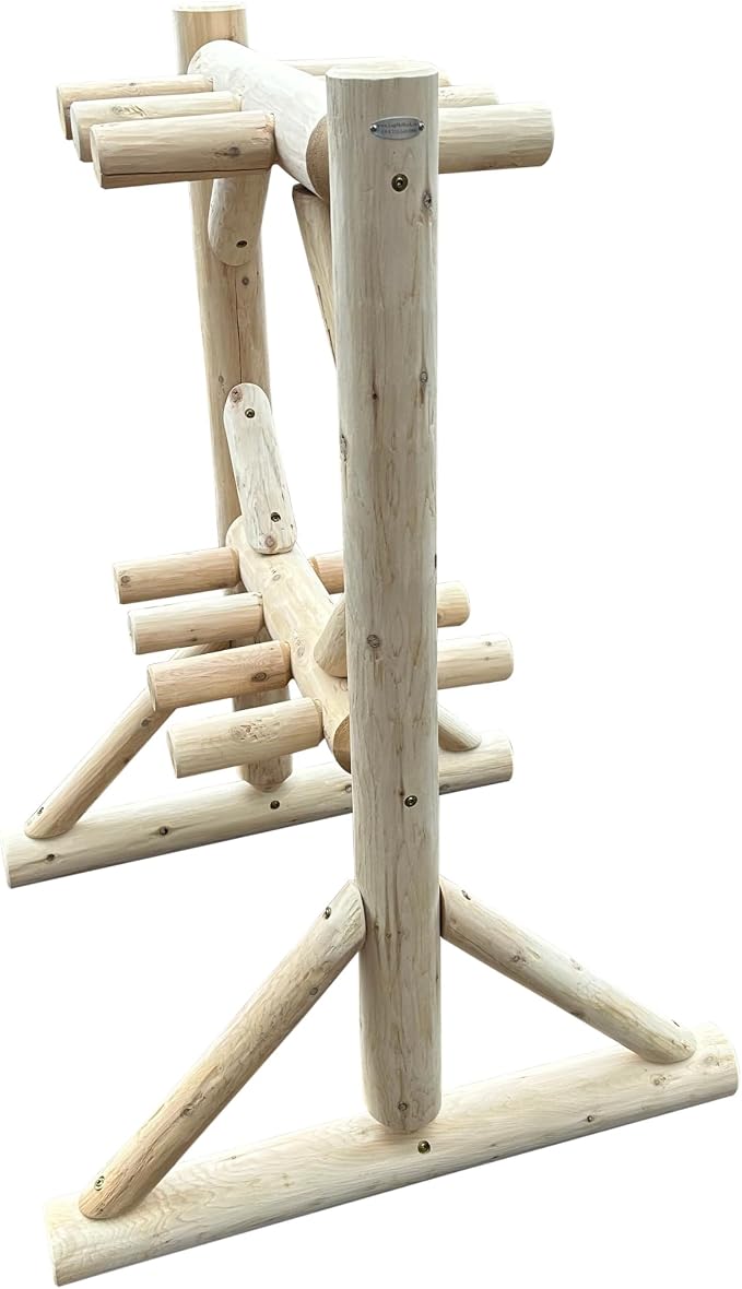 8-Place Freestanding Log Ski Rack Holder, Indoor & Outdoor Snowboard Racks - Image 6