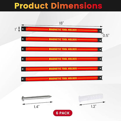 Goplus 6PCS 18" Magnetic Tool Holder, Wall Mounted 176LBS Capacity Magnetic - Image 4