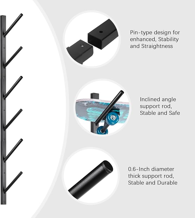 Skateboard Rack Wall Mount – Skateboard Wall Hanger, Snowboard Display Wall - Image 4