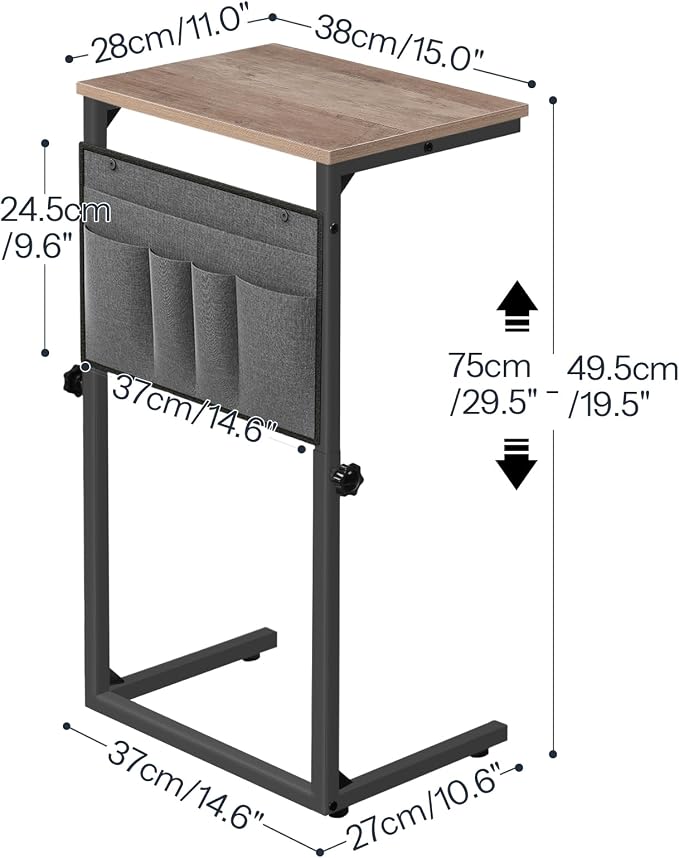 HOOBRO C Shaped End Table, 29.5’’ Adjustable Height Side Table - Image 3