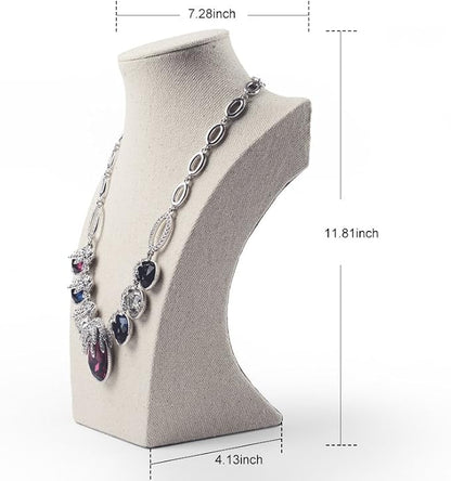 Oirlv Linen Necklace Display Bust 3D Necklace Organizer Jewelry Display Holder - Image 5