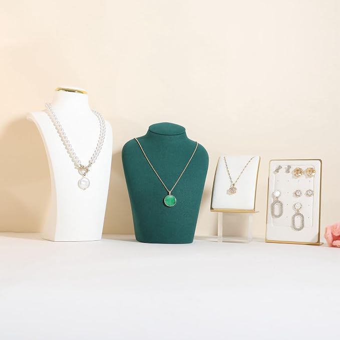 GemeShou Green necklace hanger jewelry organizer, Velvet jewelry stand necklace - Image 3