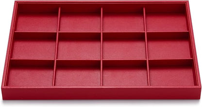 Oirlv Gorgeous Red Leather Jewelry Tray 12 Grid Jewelry Drawer Organizer by Oirlv
