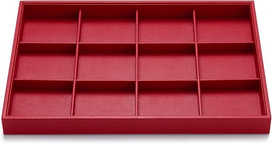 Oirlv Gorgeous Red Leather Jewelry Tray 12 Grid Jewelry Drawer Organizer by Oirlv