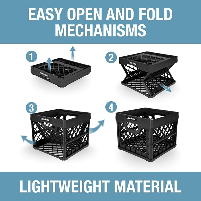 CleverMade Collapsible Milk Crate, 1PK - 25L Stackable Storage Bins - Image 6