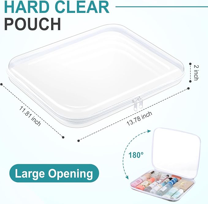 Hoolerry 4 Pcs Hard Clear Zipper Case Makeup Bags Plastic Pencil Pouch - Image 2