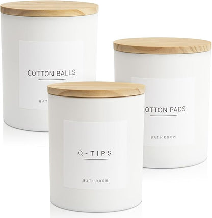 3PCS Farmhouse 13.53oz White Bathroom Canisters - Image 9