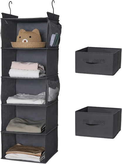 MAX Houser 5 Tier Shelf Hanging Closet Organizer, Cloth Hanging Shelf - Image 8