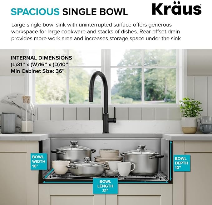 Kraus Kore 33-Inch Farmhouse Workstation - Image 4
