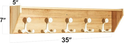 SKOLOO Wall Shelf with Hooks, 35-Inch Coat Rack Wall Mount with Shelf Organizer - Image 4