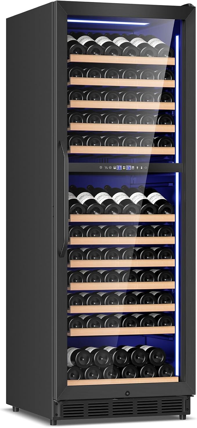 Wine Fridge Dual Zone, Freestanding Wine Cooler Refrigerator 180 Bottles Large by FoMup