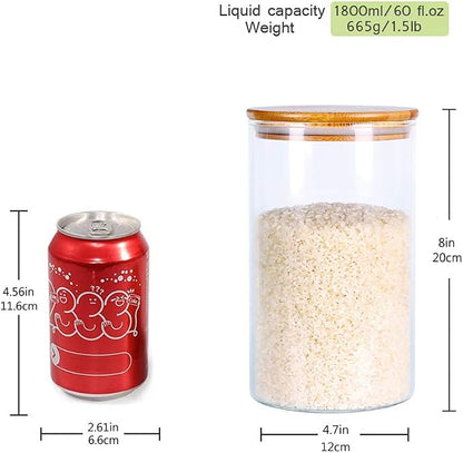 Glass Rice Storage Containers, 60 FL OZ Kitchen Food Jars - Image 5