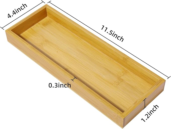 Natural Bamboo Vanity Tray, Sink Tray, Smooth and Thick Wooden Tray - Image 6