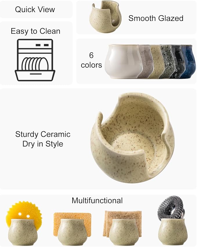 Ceramic Dish Sponge Holder, Sponge Caddy - Image 2