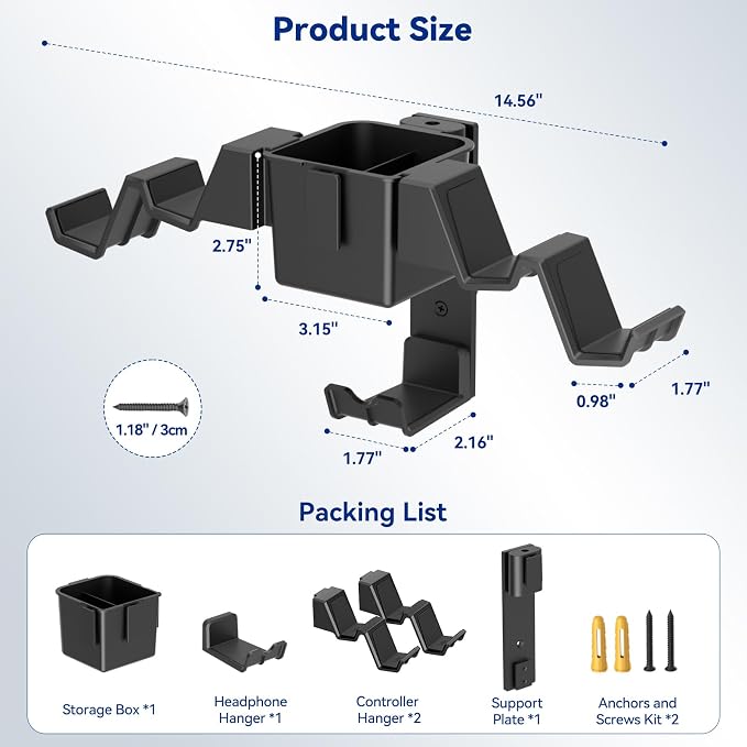 KDD Controller Wall Mount & Headset Holder, Universal Gaming Organizer Stand - Image 7